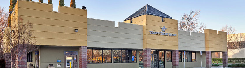 Photo of Vaca Commons branch, mobile view banner, Travis CU,