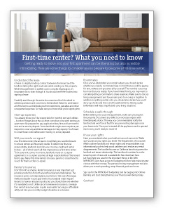 Financial Guides - First Time Renter