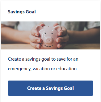 1 savings goal screen, how to set goals, financial wellness, digital banking hub, Travis CU,