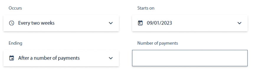 Schedule occurrence, , payments and transfers, digital banking, Travis CU