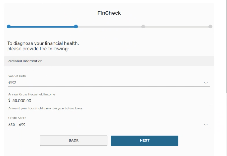 FinCheck step 2, financial health checkup tool, financial wellness, digital banking, Travis CU,