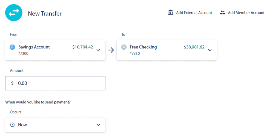 Enter the amount, payments and transfers, digital banking, Travis CU