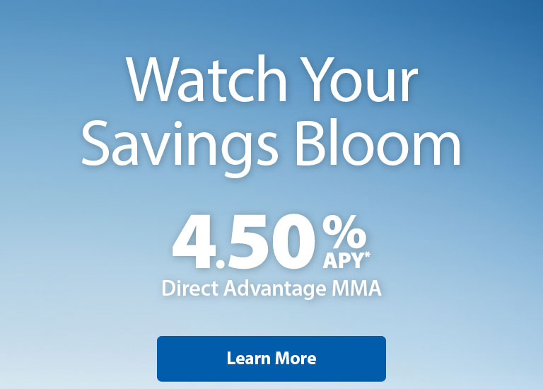Watch your savings bloom, Direct Advantage MMA, special rate details button, mobile tall banner