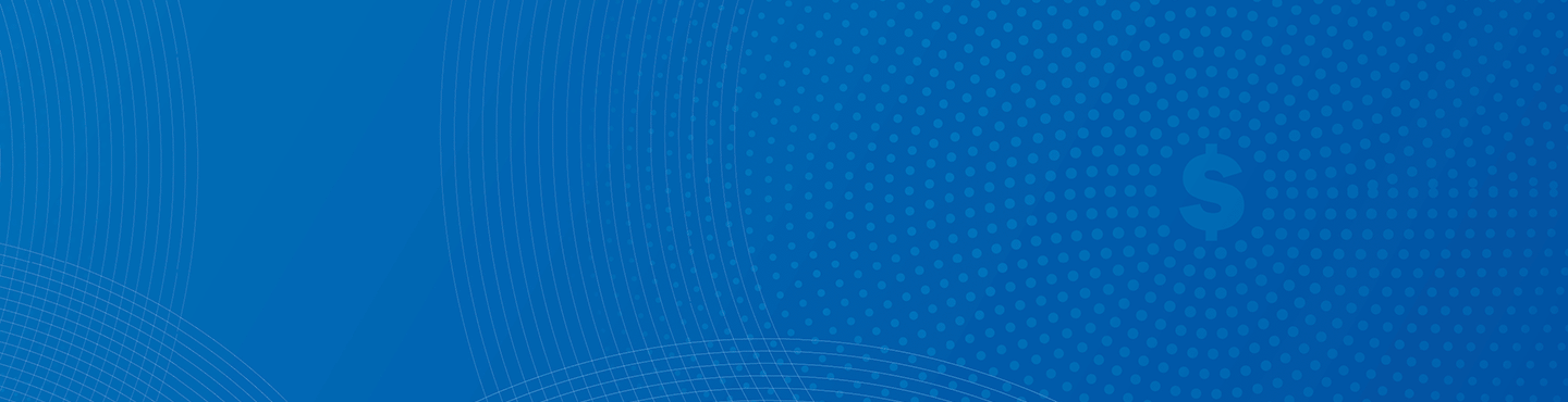 blue line art pattern with dollar sign symbol, photo banner, Travis CU,