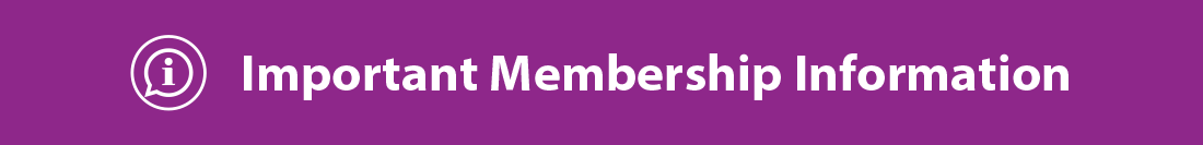 Important membership information, violet banner