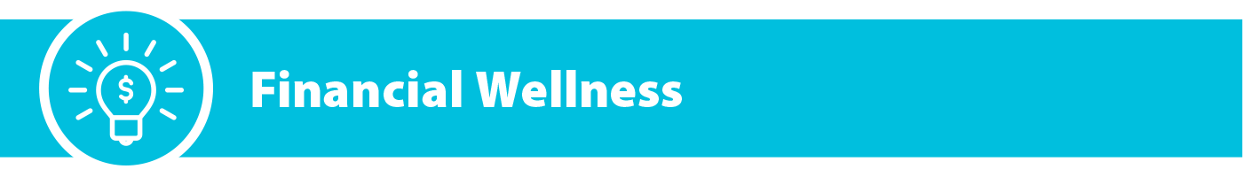 Financial wellness section, cyan banner