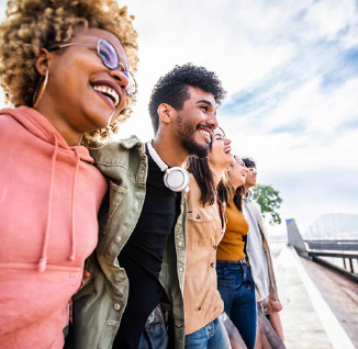 Smiling young adults photo banner