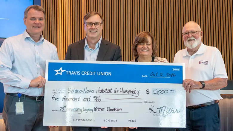 Cash donation to Napa habitat for humanity